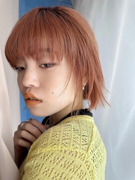 イトシテ オレンジカラー×レイヤーボブ【担当　ジン　トモヒト】