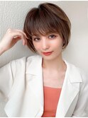 大人可愛い/耳かけショートボブ/メルティカラー/似合わせカット
