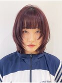 ミディアムショートボブくびれヘア外ハネボブ_ba497301