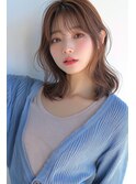くびれヘア韓国風巻きアプリコットオレンジ夏ハイライトカラー