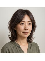 スープレックス ヘアーデザイン(SOUPREX HAIR DESIGN)&nbsp;ミセスミディアムレイヤーボブ　アッシュ 30代 40代 50代 60代