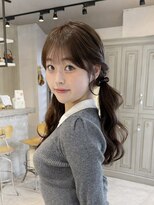 カシュカシュ 表参道(cache cache)&nbsp;ツインテールシースルー前髪カットブラウンカラーヘアセット