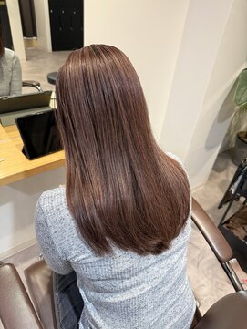 白髪ぼかしハイライトピンクミルクティー