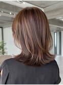 栄 髪質改善 美髪 ツヤ 透明感セミディ
