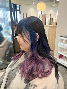 シア 綾瀬店(SHEER) ブルー、パープル、ピンクのグラデインナーカラー