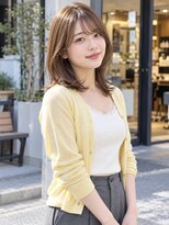 ラナ(LaNA)&nbsp;ふわりと流れる前髪と外ハネのブラウンミディ