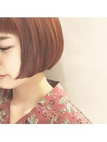 ショートボブ　ナチュラルモード　オレンジカラー