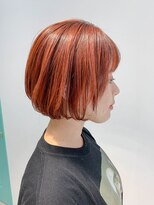 テトヘアー(teto hair) bob (切りっぱなしボブ、オレンジ、ブリーチなし)