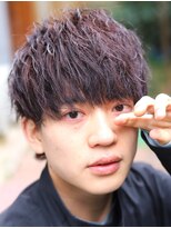 フリーク バーバーショップ 都島店(FREAK BARBER SHOP) 短髪ツーブロックスーツ束感モテる男赤髪ラフ波巻きパーマ流行