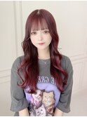 前髪カットがかわいい☆ブリーチなし☆ラズベリーピンクカラー☆