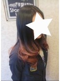 グラデーションオレンジピンク×レイヤーカット