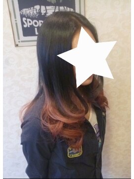 ミュウ(mieux) グラデーションオレンジピンク×レイヤーカット