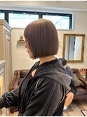 ベージュボブ[表参道/原宿/ダブルカラー/ケアブリーチ/縮毛矯正]