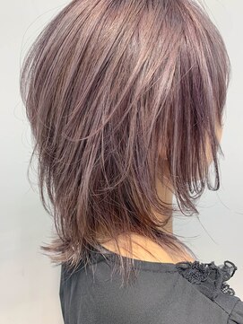 テトヘアー(teto hair) medium(ミディアムウルフ、ラベンダーアッシュ、くすみカラー)