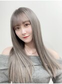 韓国風ぱっつん前髪/グレージュ/髪質改善