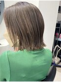 ワンブリーチカラータッセルボブ切りっぱなしボブ長めボブ横浜