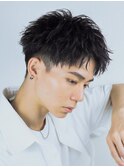 メンズビジネスパーマ七三かき上げヘアオールバックツーブロック