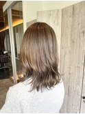 脱白髪染めハイライト×ベージュ
