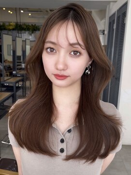 コート 表参道(Cote) 韓国ヘア 2wayバング 顔まわりカットNo.1 レイヤー グレージュ