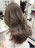 韓国ヘア顔周りレイヤーミルクティーベージュグレージュカラー