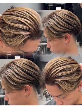 ステラ(STELLA) メンズ/バレイヤージュ/センターパート/ブリーチ＆ダブルカラー