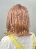 ペールピンクオレンジ外ハネ