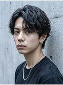 MEN’S/リバースセンターパート/ニュアンスパーマ/心斎橋