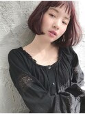 大人ガーリー/原宿/ボルドー　ワンレン　大人ボブ