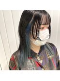 ☆ウルフカット、レイヤーカット、水色インナーカラー☆