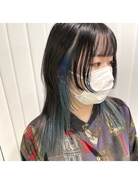 テクライズ 豊橋店(TECHRISE) ☆ウルフカット、レイヤーカット、水色インナーカラー☆