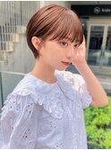 熊本 丸みショート チョコレートブラウン 前髪カット Arisa.