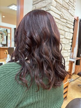 ヒラトヤ 肴町店 大人かわいい小顔カシスブラウンカラーガーリパーマセミロング