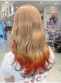ケアブリーチ キツネカラー ベージュ オレンジ レイヤーカット