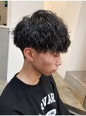 刈り上げマッシュ縦落ちツイストパーマ
