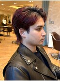 men's hair &nbsp;メンズカラー フェザーショート 赤髪 ブリーチ