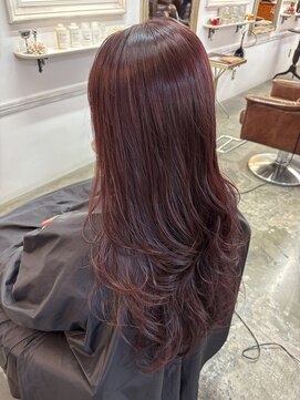 ブリーチなしカラー/ワインレッド