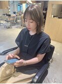 【Lei川津】ブリーチ１回オリーブベージュ×外ハネボブ