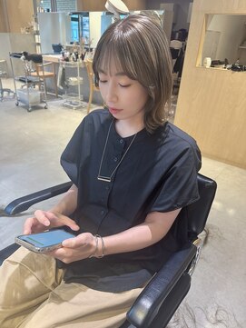 【Lei川津】ブリーチ１回オリーブベージュ×外ハネボブ