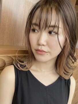 ショコラベージュ/くびれボブ/ベージュカラー/レイヤーカット