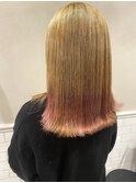 ロングヘア　ブリーチ　ダブルカラー