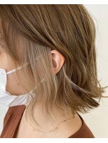 ルートエイチ 市川(Root H) 斜めバンググレージュカラーデザインカラーシルキーベージュ