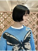 レイヤーボブ大人ボブ前髪あり黒髪ボブ黒髪ショートクールボブ