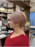 カール/セミディ/シアーカラー/姫カット/ペールピンクベージュ