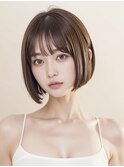 ナチュラルボブミニウルフチェリーブラウン20代30代40代50代