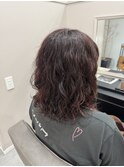 カーリーパーマ×ピンクベージュ