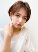 小顔透明感カラー愛されショートボブヘーゼルブラウン大人可愛い