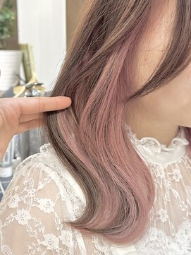 ラック 表参道(LUCK) インナーカラー/イヤリングカラー/ふんわりミディアム/ピンク