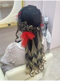 お花ハーフアップ