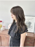ブリーチなしオリーブグレージュ小顔レイヤーカット冬カラー