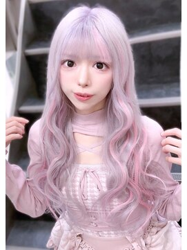 カプセル シンジュク(CAPSULE) ☆CAPSULE☆ホワイト ピンクメッシュ 春色ハイトーン